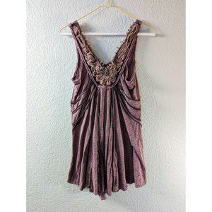 Free People Purple Small Boho Floral Relaxed Tank Top